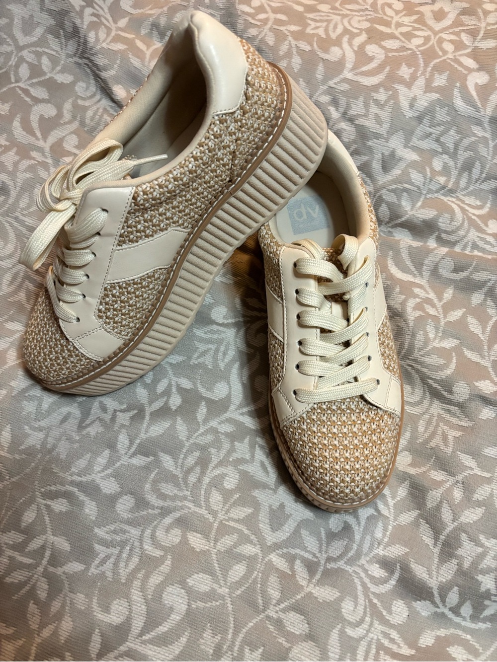 DV by Dolce Vita Beige Woven Platform Sneakers